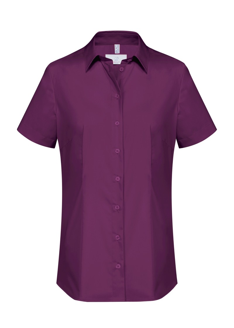 Stretch-Bluse in Brombeere / Kurzarm