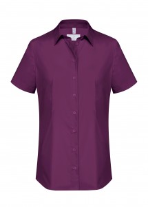  - Stretch-Bluse in Brombeere / Kurzarm