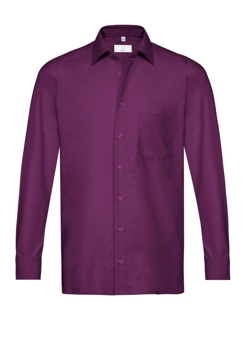 Herren-Langarmhemd in Brombeere / Regular Fit
