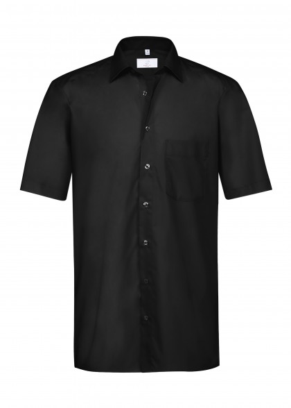 Herren-Hemd kurzarm in Schwarz von Greiff vorne