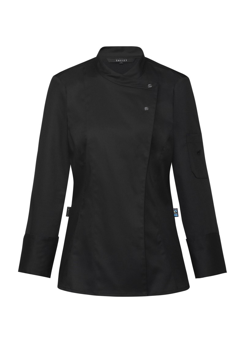 Schwarze Damen-Kochjacken mit Jerseyrücken