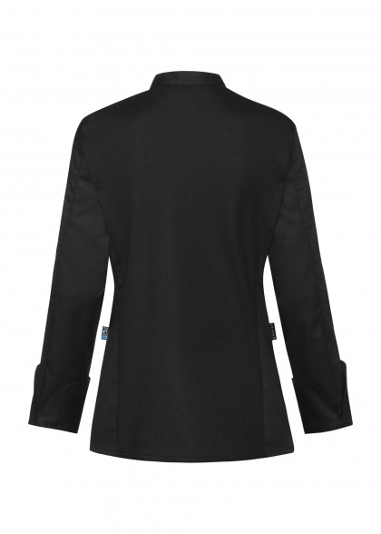 schwarze Kochjacke Langarm für Damen Greiff hinten