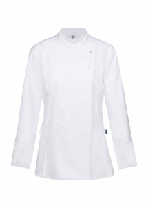 weiße Kochjacke Langarm für Damen Greiff vorne