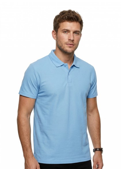hellblaues Herren Poloshirt chefmade Modelbild