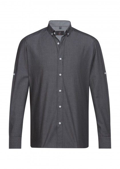Herren-Hemd Regular Fit Denimoptik Anthrazit von Greiff vorne