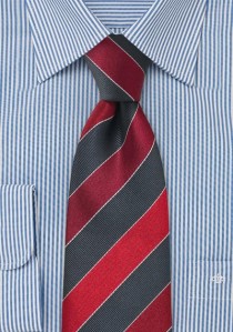  - Clip-Krawatte Streifen kirschrot grau