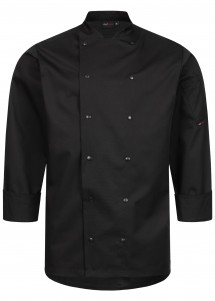 Schwarze Unisex Kochjacke mit Druckknöpfen