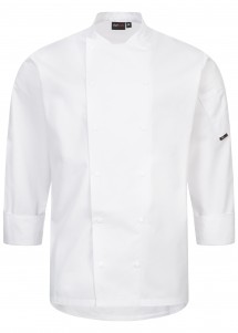 Weiße Kochjacke (Unisex) Druckknopf Verschluss