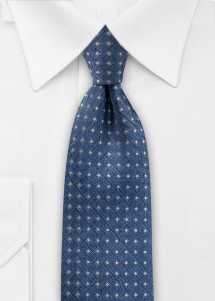 Krawatte aus Seide in Blau mit silbernen Kästchen