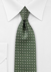 Seiden-Krawatte in Dunkelgrün mit silbernen Kästchen
