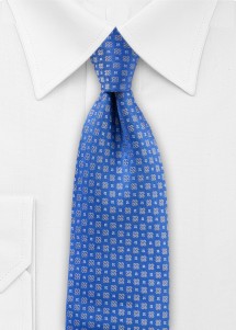 Krawatte in Königsblau mit grauem Allover-Blumenmotiv