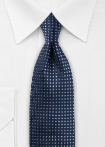 Krawatte in Dunkelblau mit silbernen Punkten