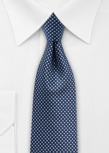 Herren-Krawatte in Dunkelblau und Silber mit feinem Muster