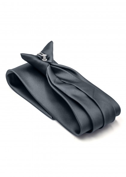 Clip-Krawatte Anthrazit elegant mit Clipdetail