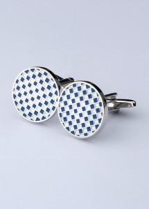 Exquisite Manschettenknöpfe in Karo Optik Blau/Weiß