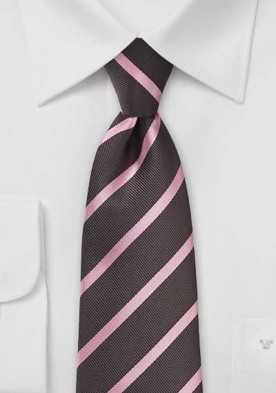 Krawatte Streifendessin kaffeebraun rosa - 