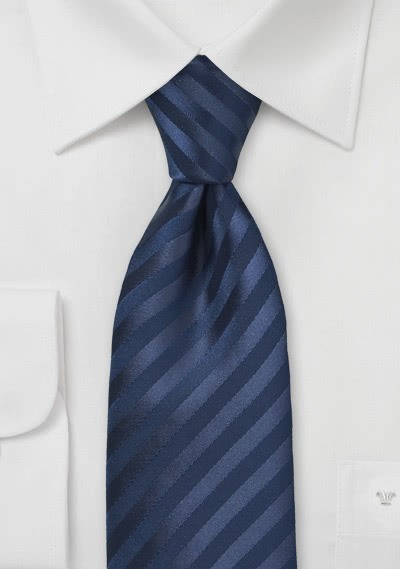 Krawatte Streifen navyblau Ton in Ton - 