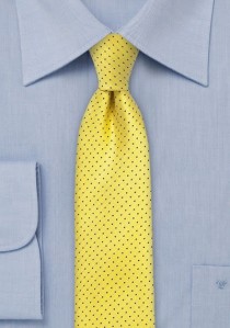  - Krawatte schlank Punkt-Pattern gelb dunkelblau