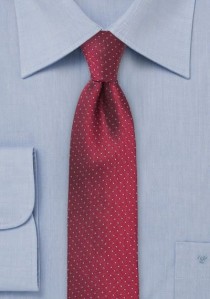  - Krawatte schlank Punkt-Design rot stahlblau