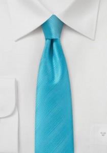  - Schmale Krawatte aqua einfarbig Streifendessin