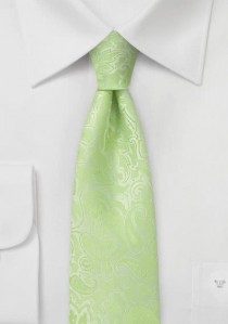  - Schmale Krawatte hellgrün Rankenmuster