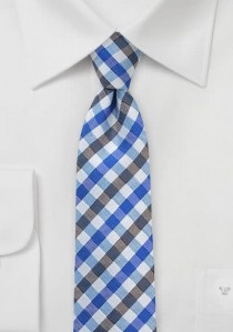  - Krawatte Vichy-Karo blau capuccinofarben