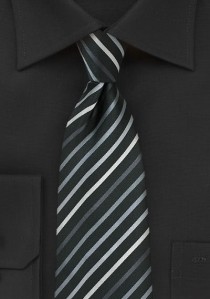  - Krawatte Streifenstruktur schwarz silbergrau