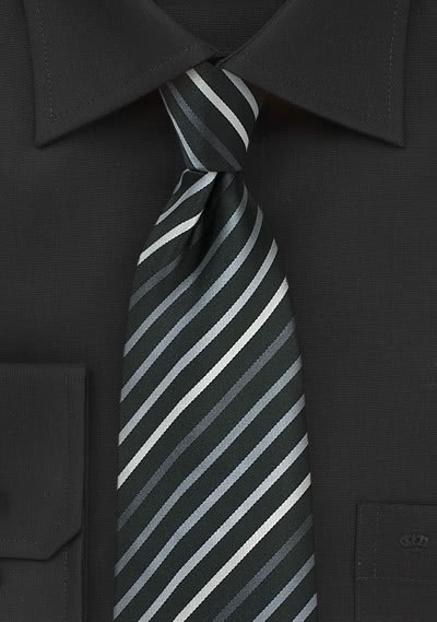 Krawatte Streifenstruktur schwarz silbergrau - 
