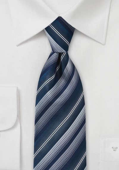 Sicherheits-Krawatte Streifen silber navy - 