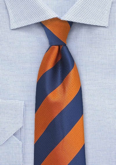 Herrenkrawatte Streifendesign orange blau - 