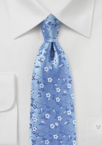  - Modische Krawatte Blumenmotiv himmelblau