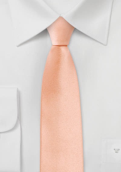 Krawatte schmal monochrom lachsfarben Satinglanz -