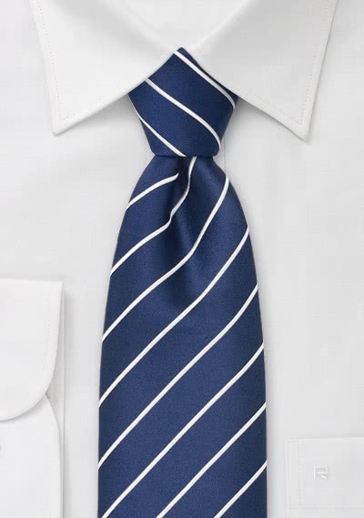 Clip-Krawatte Streifenmuster navy perlweiß - 