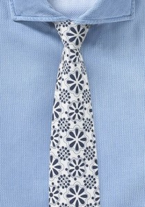 - Moderne Baumwoll-Krawatte schneeweiß/navyblau