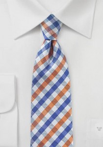 Krawatte Vichy-Karo blau orange