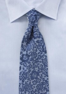 Krawatte Blumenmuster blau Seide / Leinen