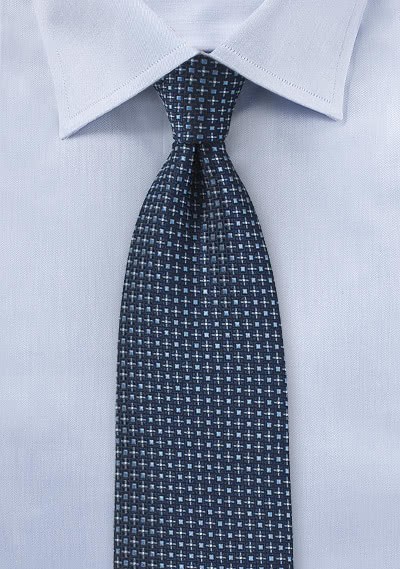 Krawatte Kästchen-Struktur nachtblau himmelblau - 