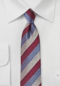  - Krawatte Linien silbergrau rot hellblau