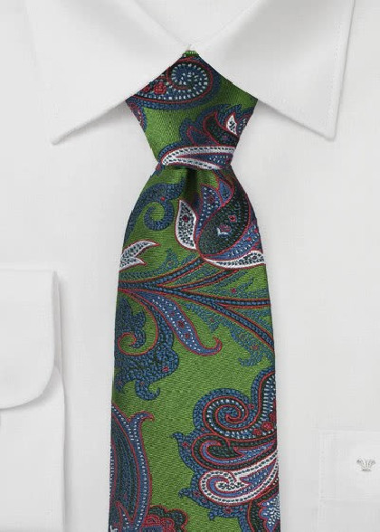 Krawatte Paisleymotiv braungrün