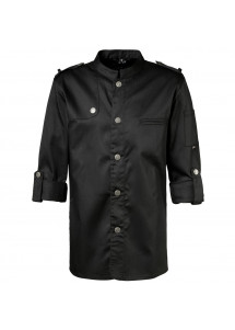 Herren Kochjacke im Bikerstyle / Schwarz