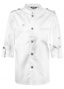 Herren Kochjacke im Bikerstyle / Weiß