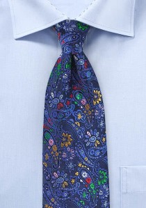 Krawatte Blumen-Dekor blau
