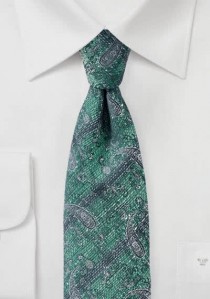 Krawatte meliert Paisley-Muster grün