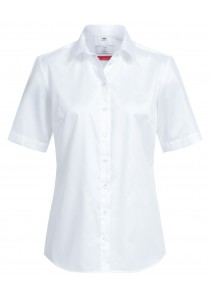Kurzarm Damen-Bluse in weiß (Comfort Fit)