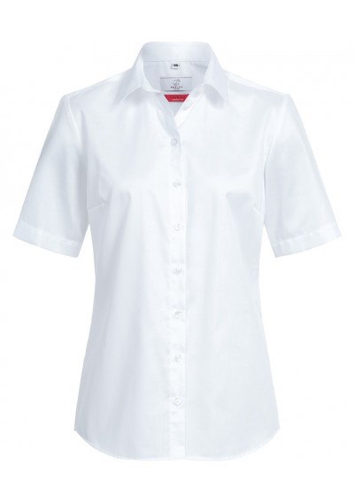 Kurzarm Damen-Bluse in weiß (Comfort Fit) - 