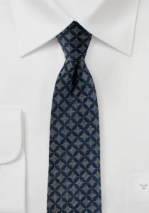  - Modische Krawatte dunkelblau grau matt