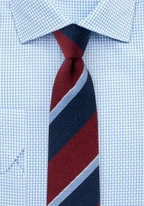 Krawatte breite Linien navy sherryrot
